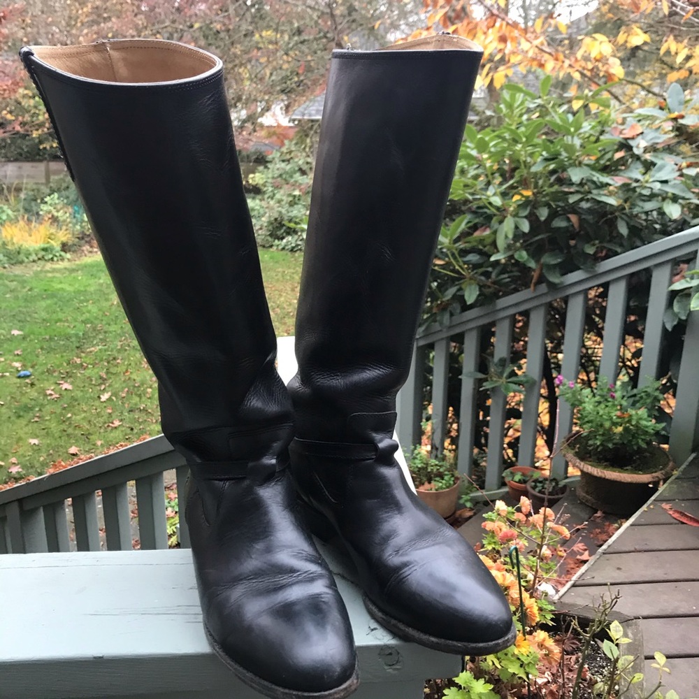 Frye Lindsay Plate Black Tall Boots